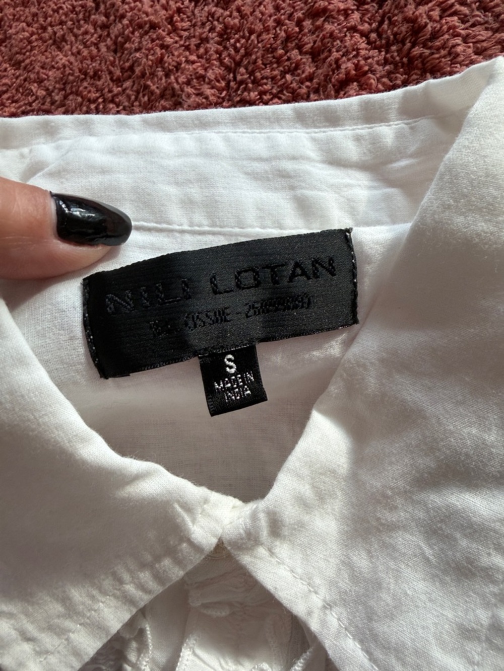White Ruffle-Front women’s Blouse - Picture 5 of 8